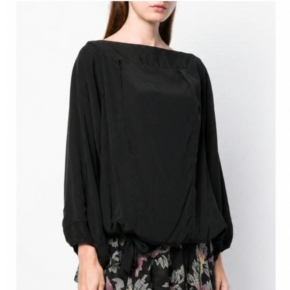 Isabel Marant 100% Cupro Leyland Top Black Size 2 Boat Neck French Girl Parisian